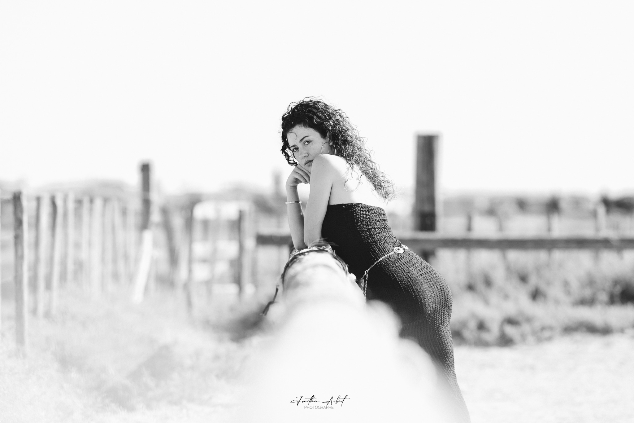 Portrait équestre en noir et blanc